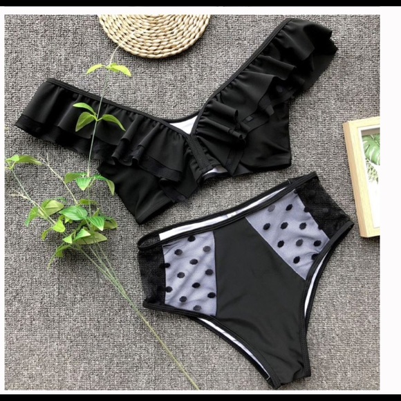 Black Ruffle Bikini - Picture 2 of 4